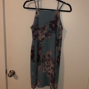 Steel blue patterned mini dress
